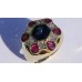 3.4 ct. t.w. Sapphire, Ruby and Diamond Ring in 18k Yellow Gold