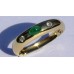 Three Stone Cabochon Emerald and Diamond Ring in 18k Yellow Gold