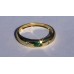 Three Stone Cabochon Emerald and Diamond Ring in 18k Yellow Gold