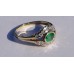 Bezel Set Oval Emerald and diamond Split Shank Ring in 18k Yellow Gold