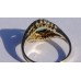 Bezel Set Oval Emerald and diamond Split Shank Ring in 18k Yellow Gold