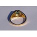 Two Tone Gold Half Bezel Set Emerald and Pave Diamond Ring