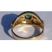 Two Tone Gold Bazel Set Oval Emerald and Diamond Accent Ring