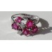 Round Ruby and Diamond Cluster Ring in 18k White Gold