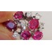 Round Ruby and Diamond Cluster Ring in 18k White Gold