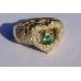 Prong Pave Diamond and Pear Emerald Heart Ring in 18k Yellow Gold