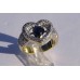 Prong Pave Diamond and Cabochon Sapphire Heart Ring in 18k Two-Tone Gold