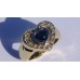 Cabochon Sapphire and Diamond Pave Heart Ring in 18k Two Tone-Gold
