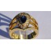 Pear Sapphire and Diamond Halo Ring in 18k Ywllow Gold
