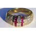 Channel Set Diamond and Ruby with  Pave Diamond Ring in 18k Yellow Gold