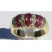 Channel Set Round Diamond and Princess Ruby Ring in 18k Yellow Gold