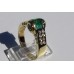 Baguette Emerald Ring with Diamond Side Stones in 18k Yellow Gold