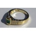 Baguette Emerald Ring with Diamond Side Stones in 18k Yellow Gold