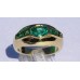 Oval Cut Channel Set Emerald Ring in 18k Yellow Gold