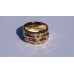 Three Row Princess Diamond and Ruby Ring in 18k Yellow Gold