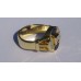 Bezel Set Marquise Diamond and Sapphire Ring with Princess Center in 18k Yellow Gold 