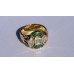 Bezel Set Marquise Diamond and Emerald Ring with Princess Center in 18k Yellow Gold 