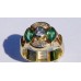 Bezel Set Marquise Diamond and Emerald Ring with Round Center in 18k Yellow Gold 