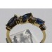Three Stone Marquise Sapphire and Diamond Accent Ring in 18k Yellow Gold