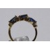 Three Stone Marquise Sapphire and Diamond Accent Ring in 18k Yellow Gold