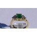 Emerald Cut Emerald with Pear Shaped Diamond Ring in 18k Yellow Gold