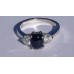 Cabochon Sapphire and Diamond Ring in 18k White Gold