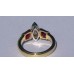 0.54 ctw Marquise Diamond with Baguette Ruby Ring in 18k Two-Tone Gold