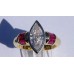1.5 ctw Marquise Diamond with Baguette Ruby Ring in 18k Two-Tone Gold