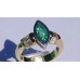 Marquise Emerald with Baguette Diamond Ring in 18k Two-Tone Gold