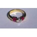Round Diamond with Baguette Ruby Ring in 18k Two-Tone Gold