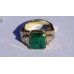 Emerald Cut Emerald with Trillion Diamond in 18k Yellow Gold