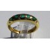 Flush Set Round Emerald and Diamond Eternity Band Ring in 18k Yellow Gold