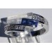 Channel Set 0.69 ctw Diamond and Sapphire Bypass Ring in 18k White Gold